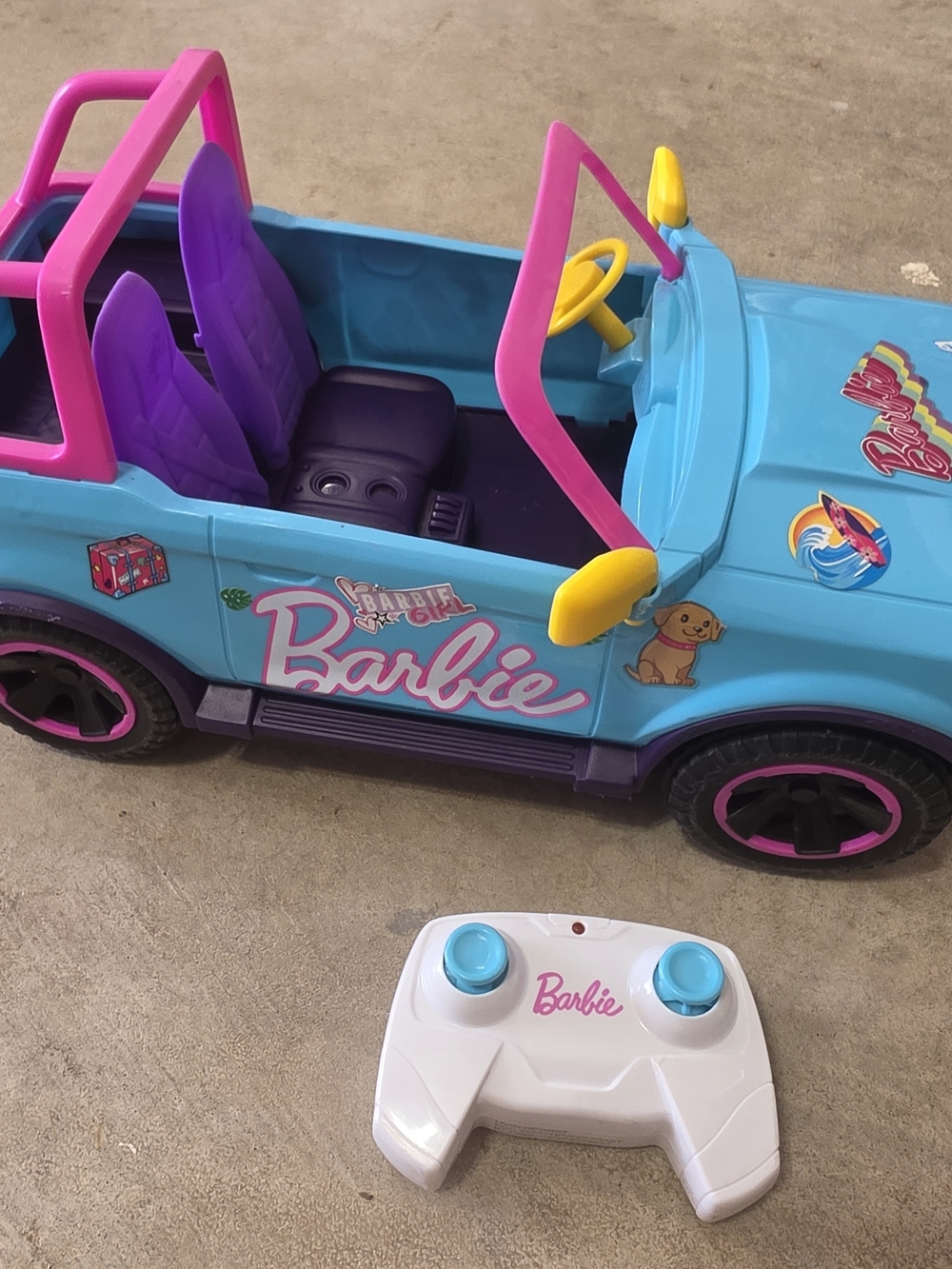 Barbie Pink & Blue Remote Control Ride-On Jeep
